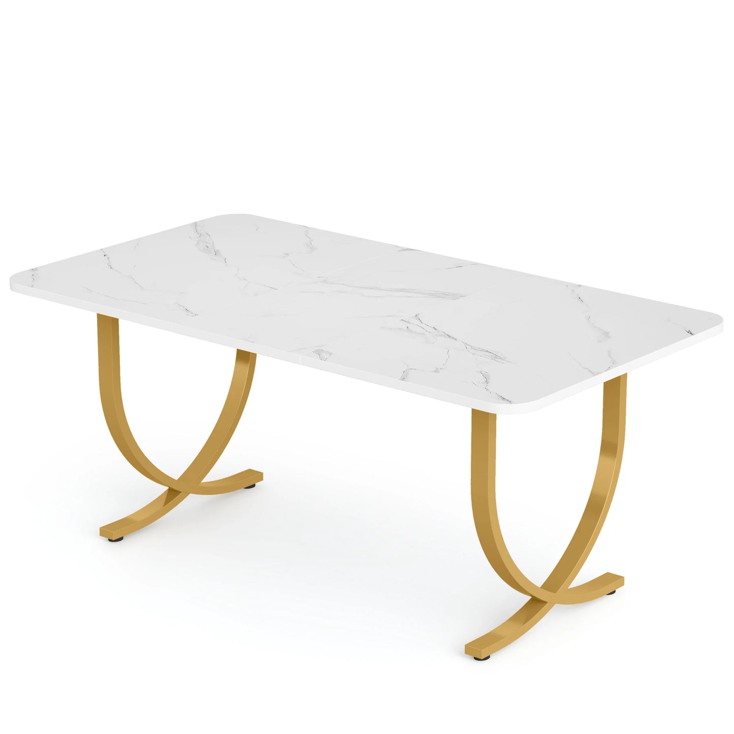 Tribesigns 63" Modern Dining Table Kitchen Table with Faux Marble Top ShopOnlyDeal