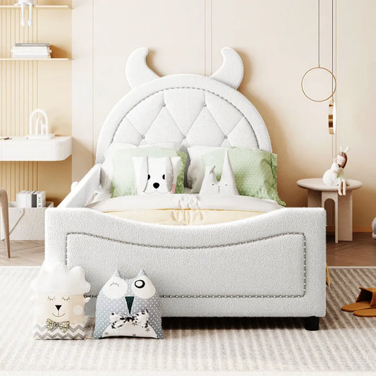 Bedroom upholstered day bed, with padded headboard, single bed, double bed, baby bed, baby cot, child bed, teen bed, cute ShopOnlyDeal