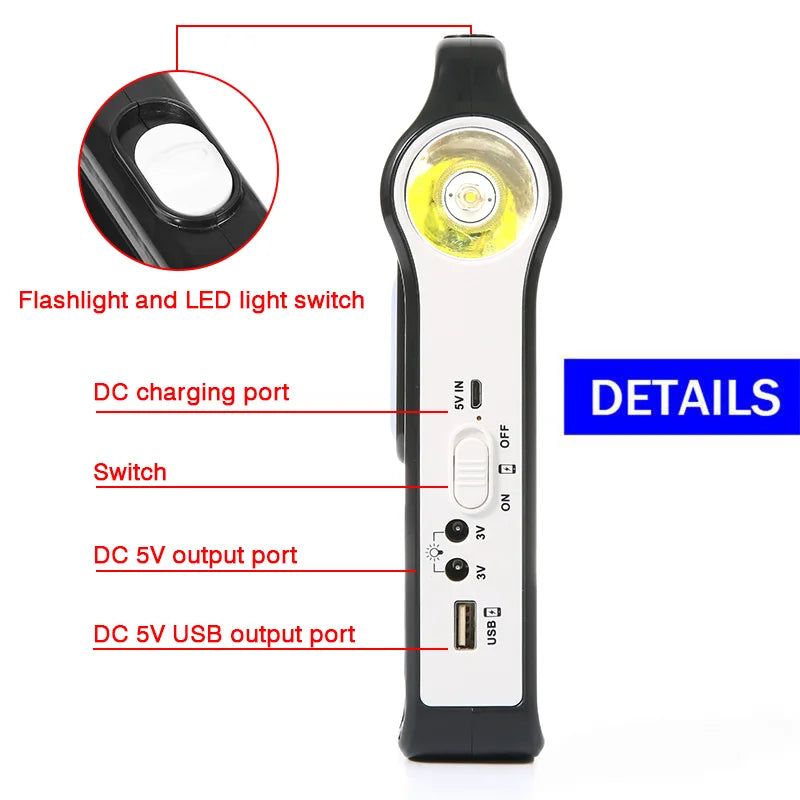 Portable 15W Rechargeable Solar Panel Power Storage Generator Kit | USB Charger with Lamp Lighting | Home Solar Energy System ShopOnlyDeal