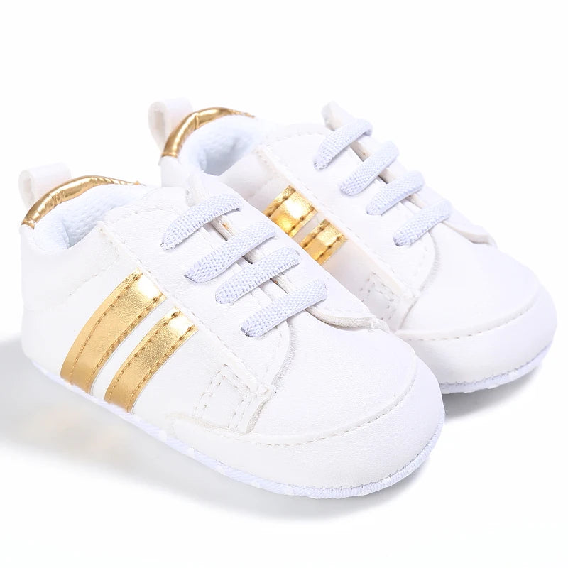 Infant Spring Shoe | Newborn Girls & Boys Recreational Baptism Non-Slip Walking Shoe | White Soft-Soled Sneaker Prewalker ShopOnlyDeal