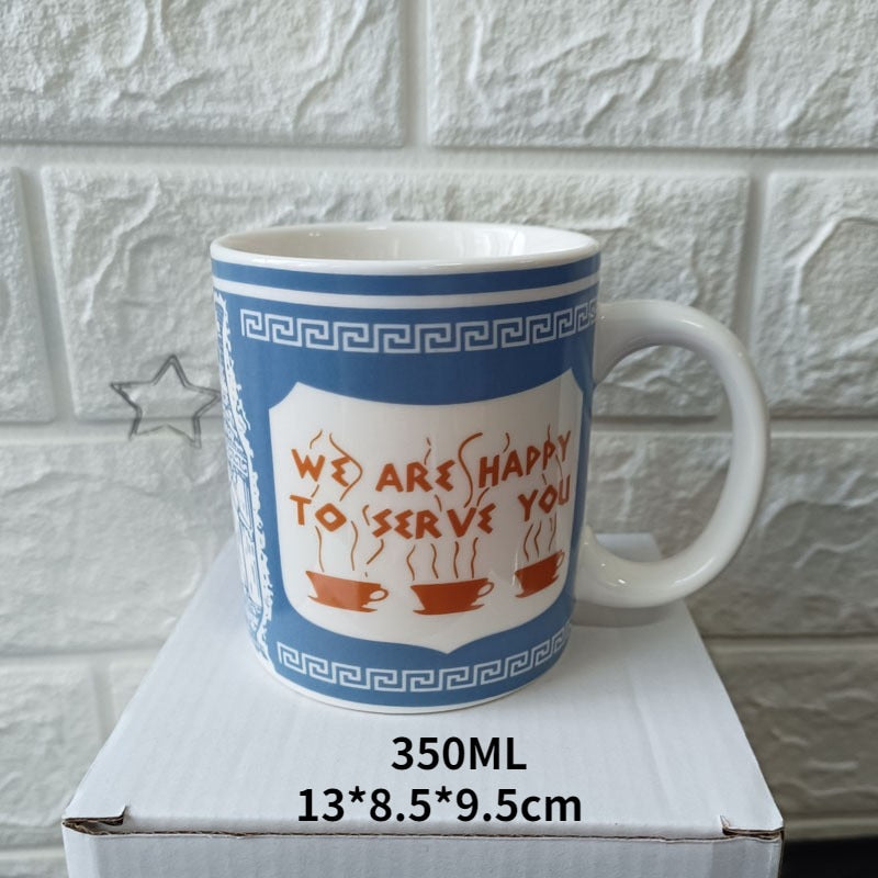 New York Coffee Cup Ceramic with Slogan "We are happy to serve you" Anthora Iconic Paper Coffee Cup Espresso Mug Gift ShopOnlyDeal