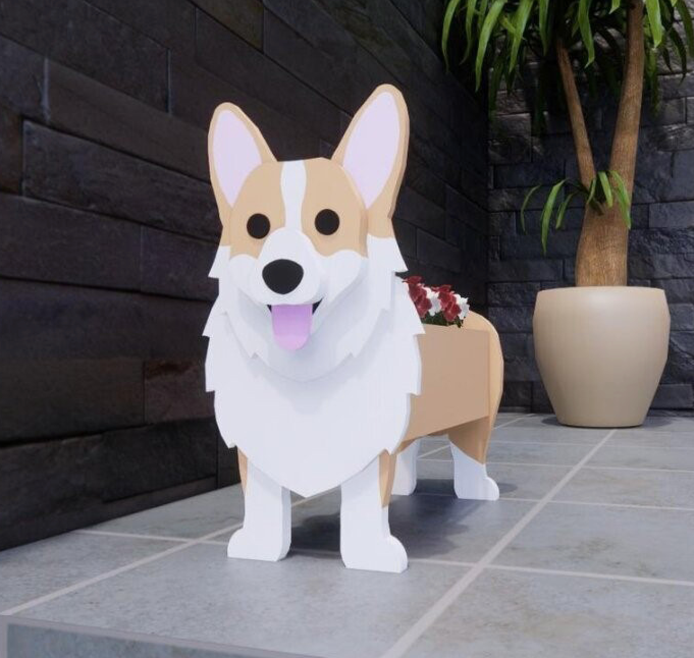 Corgi Dog Planter Garden Flower Pot Dog Shape Planter Schnauzer Bulldog Poodle Corgi Yorkshire Vase Pots DIY PVC Flower Planters Garden Home Decor ShopOnlyDeal