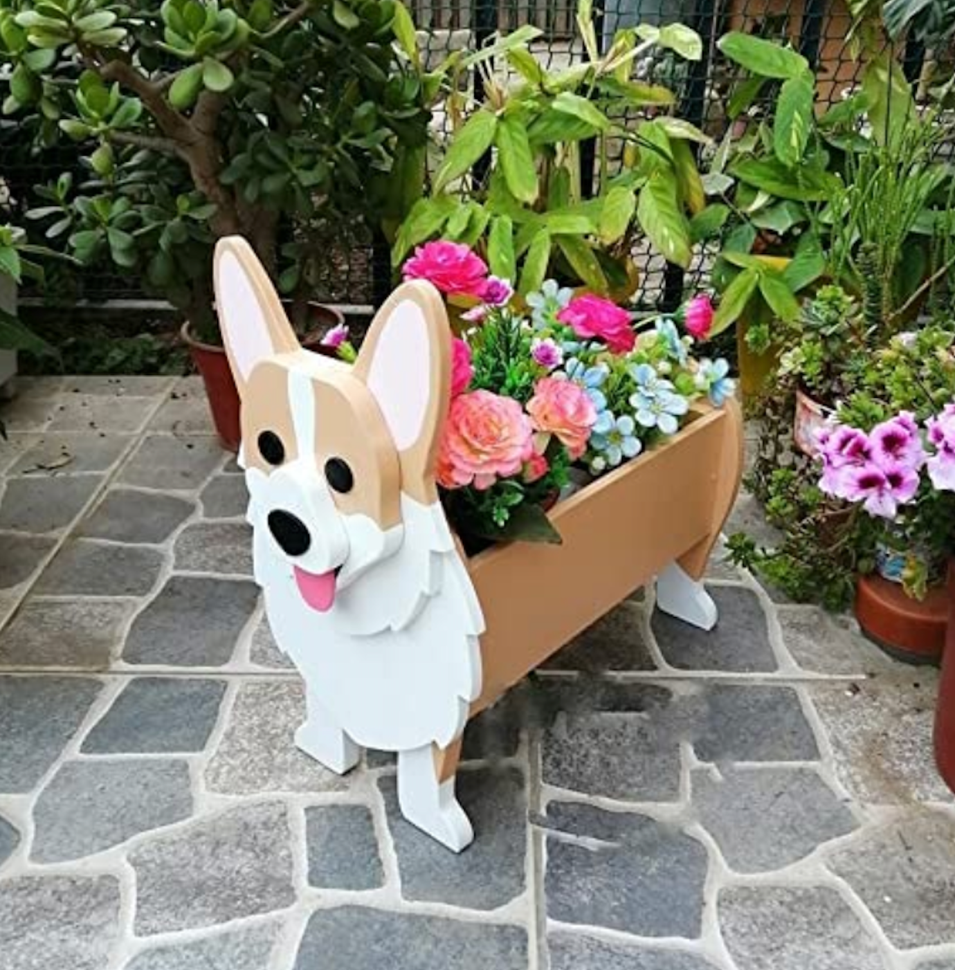 Corgi Dog Planter Garden Flower Pot Dog Shape Planter Schnauzer Bulldog Poodle Corgi Yorkshire Vase Pots DIY PVC Flower Planters Garden Home Decor ShopOnlyDeal