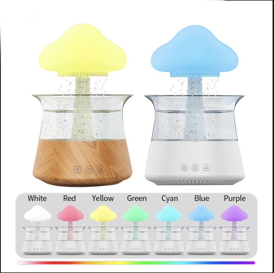 Mushroom Rain Air Humidifier Colorful Night Light Electric Aroma Diffuser Moisturize Skin Relieve Fatigues for Bedroom Kids Room ShopOnlyDeal