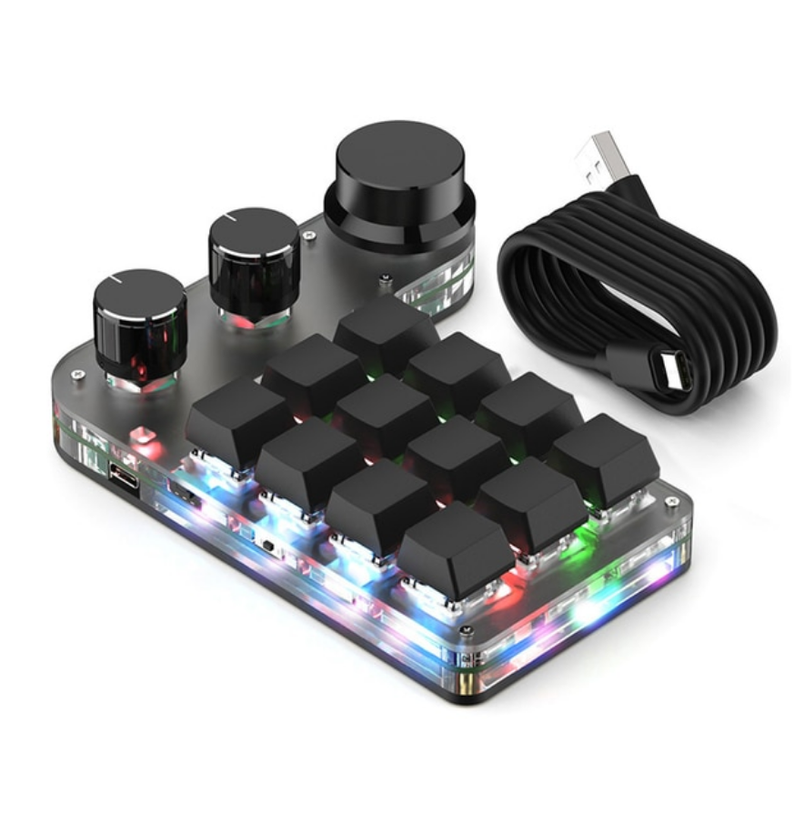 Programmable DIY Mechanical Keyboard RGB 12 Keys 3 Knob Custom Macro Keypad Bluetooth/USB Hotswap Keyboard for Macbook Laptop PC PC Peripheral Store