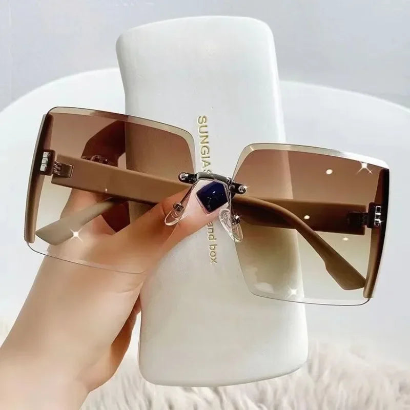 New Vintage Square Sunglasses Woman Classic Retro Gradient Mirror Frameless Sun Glasses Female Fashion Rimless Oculos De Sol ShopOnlyDeal