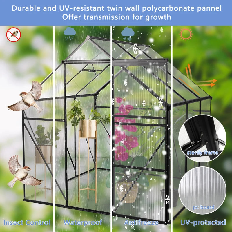 6 x 6 Foot Outdoor Garden Walk-In Greenhouse - Terrace Plant Breeding House, Windproof and Rainproof Courtyard Planting House ShopOnlyDeal