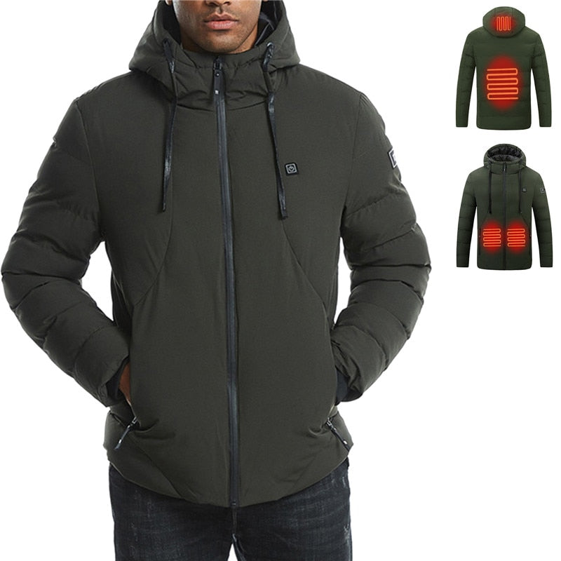 Heated Jacket For Man USB Winter Outdoor Electric Heating Jackets Warm Sports Thermal Coat Clothing Heatable Cotton Coat Battery ShopOnlyDeal