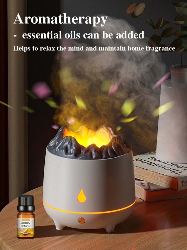 Volcano Humidifier Aroma Diffuser Blue Flame Fire Ambient Essential Oils Perfume for Home Fragrance Smell Mist Spayer USB 400ml ShopOnlyDeal