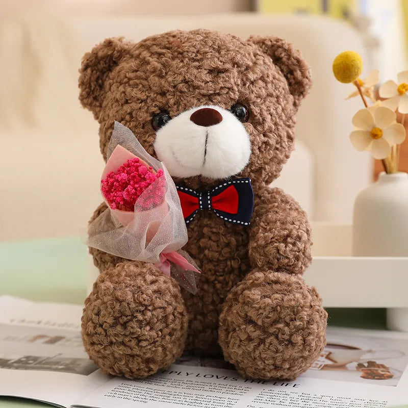 Kawaii Hug Bouquet Teddy Bear Plush Toy - 25cm, Super Soft, Bow Tie Bear, Children's Doll, Perfect Christmas Gift ShopOnlyDeal