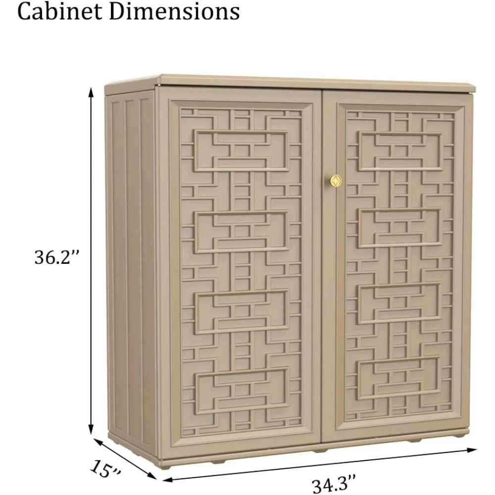 Storage Cabinet Waterproof With 1 Shelf Garden Buildings Resin Outdoor Storage Box for Patio/Garden/Backyard/Home Supplies ShopOnlyDeal