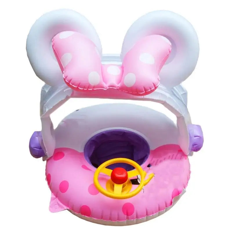 Cartoon Cute Baby Swimming Ring with Sunshade Pool Float Inflatable Swimming Circle Baby Seat Swimming Pool Toys ShopOnlyDeal