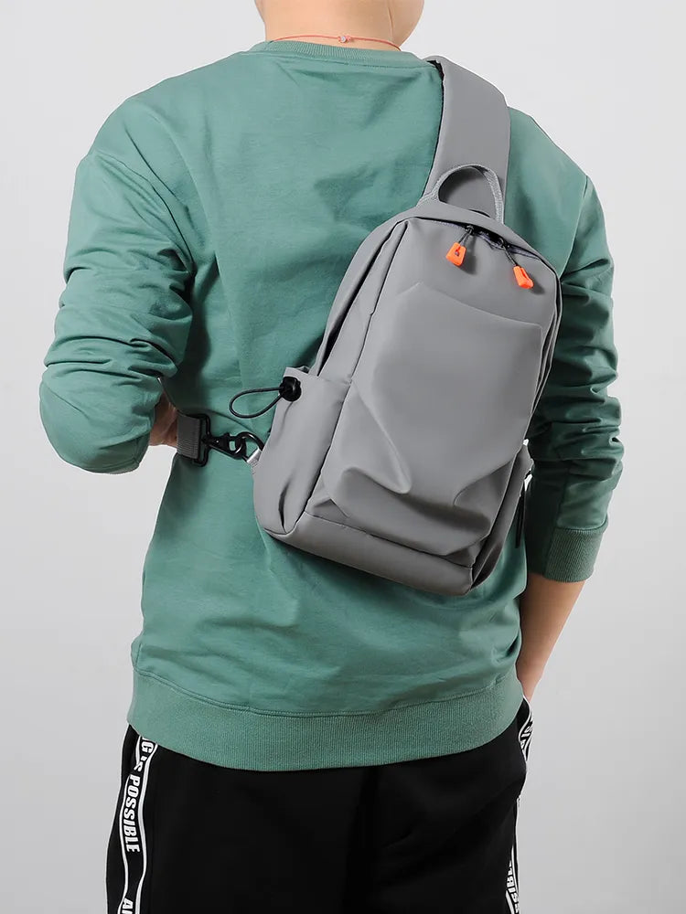 Men's Chest Bag Portable Headphone Hole Shoulder Crossbody Bag Multifunctional Leisure Chest Bag ShopOnlyDeal