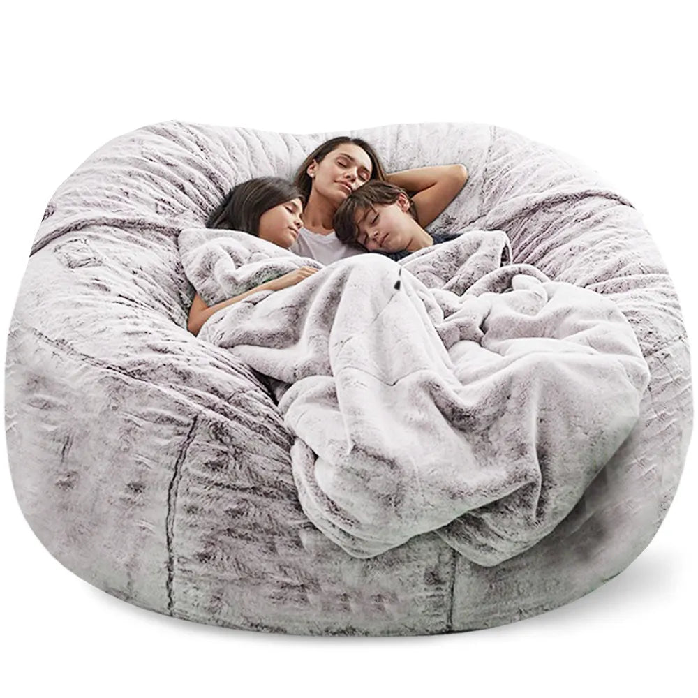 Giant Bean Bag 7ft Cover Fur Living Room Furniture Big Round Soft Fluffy Faux Fur BeanBag Lazy Sofa Bed Coat ShopOnlyDeal