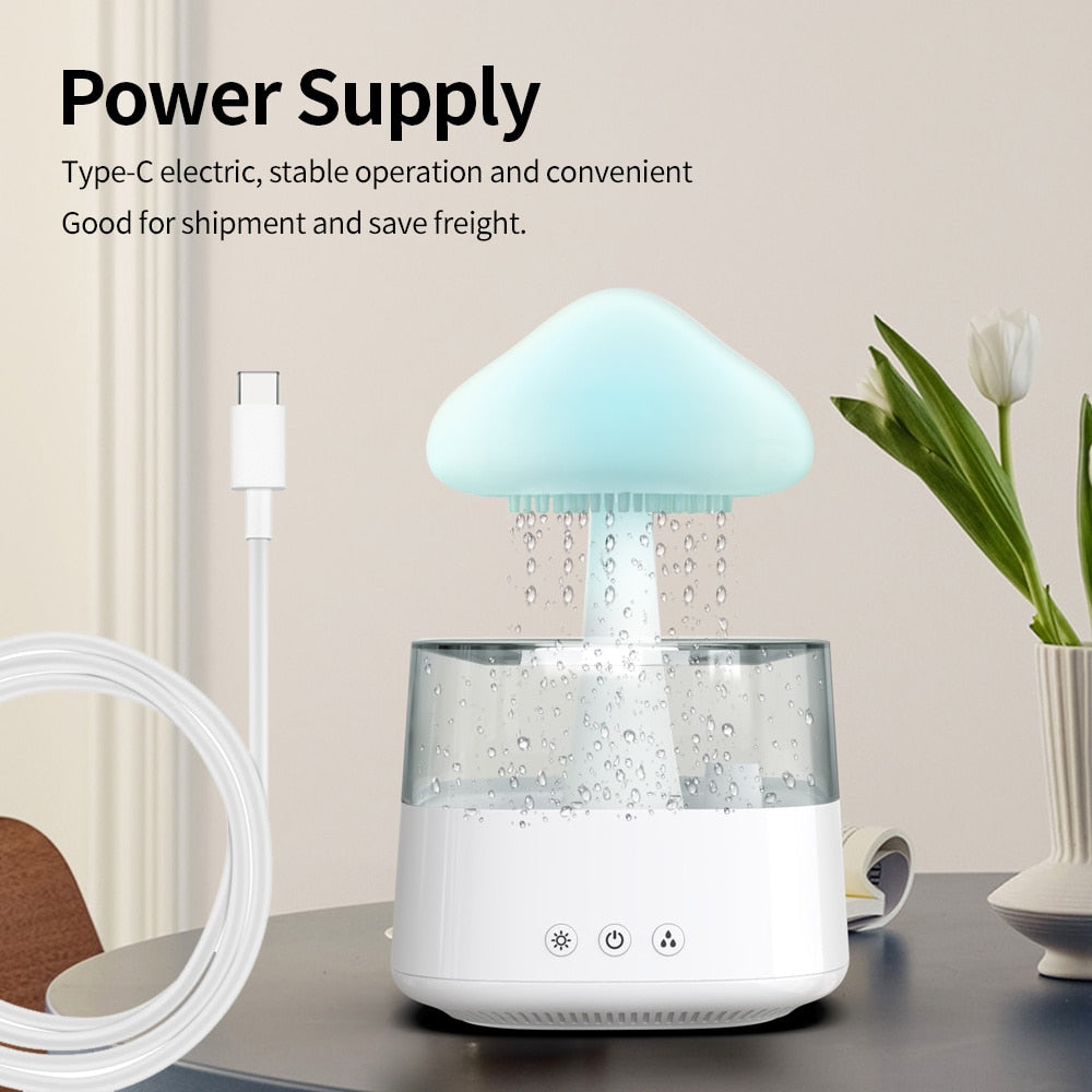 Rain Cloud Humidifier Relax Aromatherapy Lamp USB Rain Sound Diffuser 280ml Colorful Night Light For Home ShopOnlyDeal