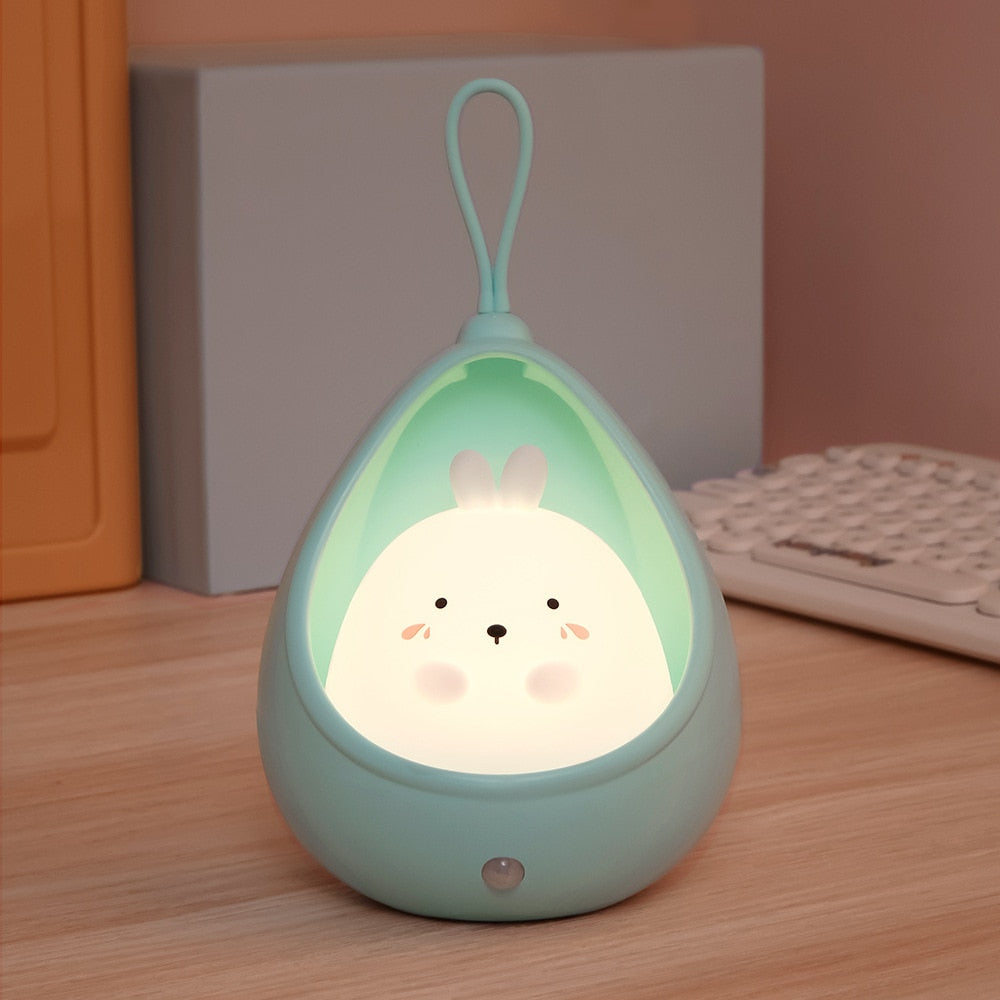 Kids Room Night Light with Sensor Control Cute Animal In A Basket Human Kids Bedroom USB Rechargeable Silicone LED wall lights ShopOnlyDeal