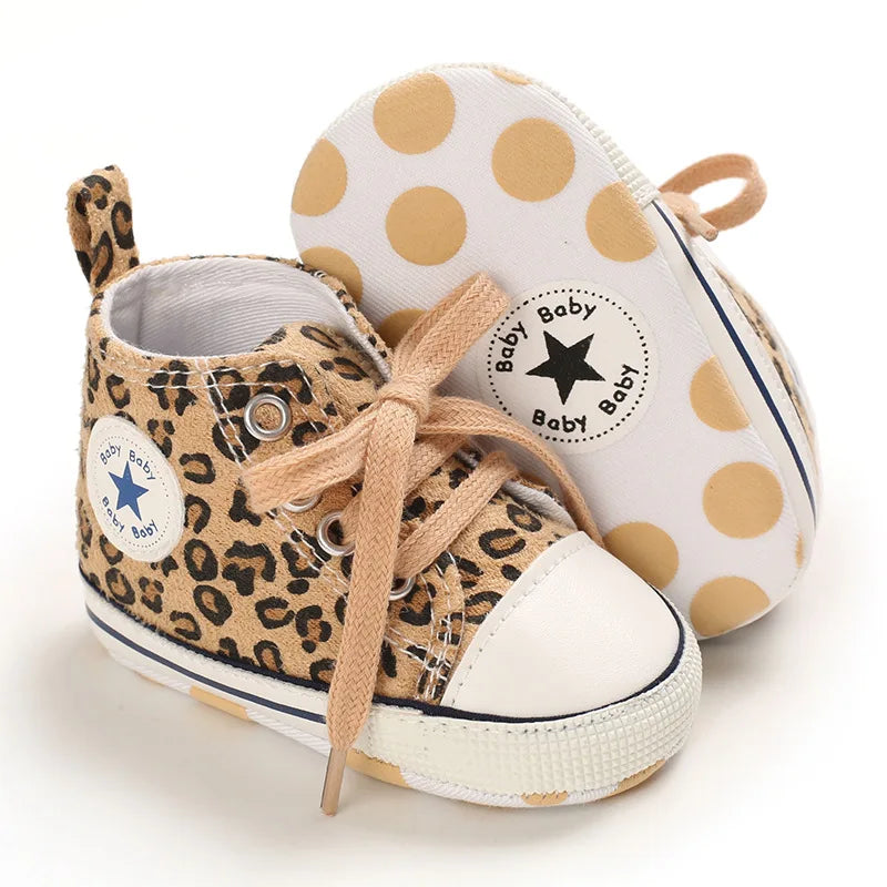 Classic Baby Shoe | Boy & Girl Leopard Print | Cute Animal Casual Flat Sneaker | First Baby Ankle Boot | Cotton Non-Slip First Walkers Shoe ShopOnlyDeal