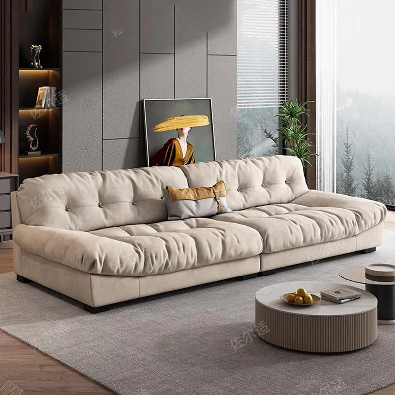 Customized Clouds Cream Sofa 3 Seater Fabric Full Body 3 Seat High Quality Couch Cozy Unique Free Shipping Divano Home Furniture ShopOnlyDeal