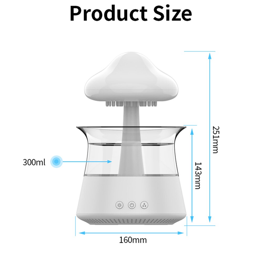 Mushroom Rain Air Humidifier Colorful Night Light Electric Aroma Diffuser Moisturize Skin Relieve Fatigues for Bedroom Kids Room ShopOnlyDeal