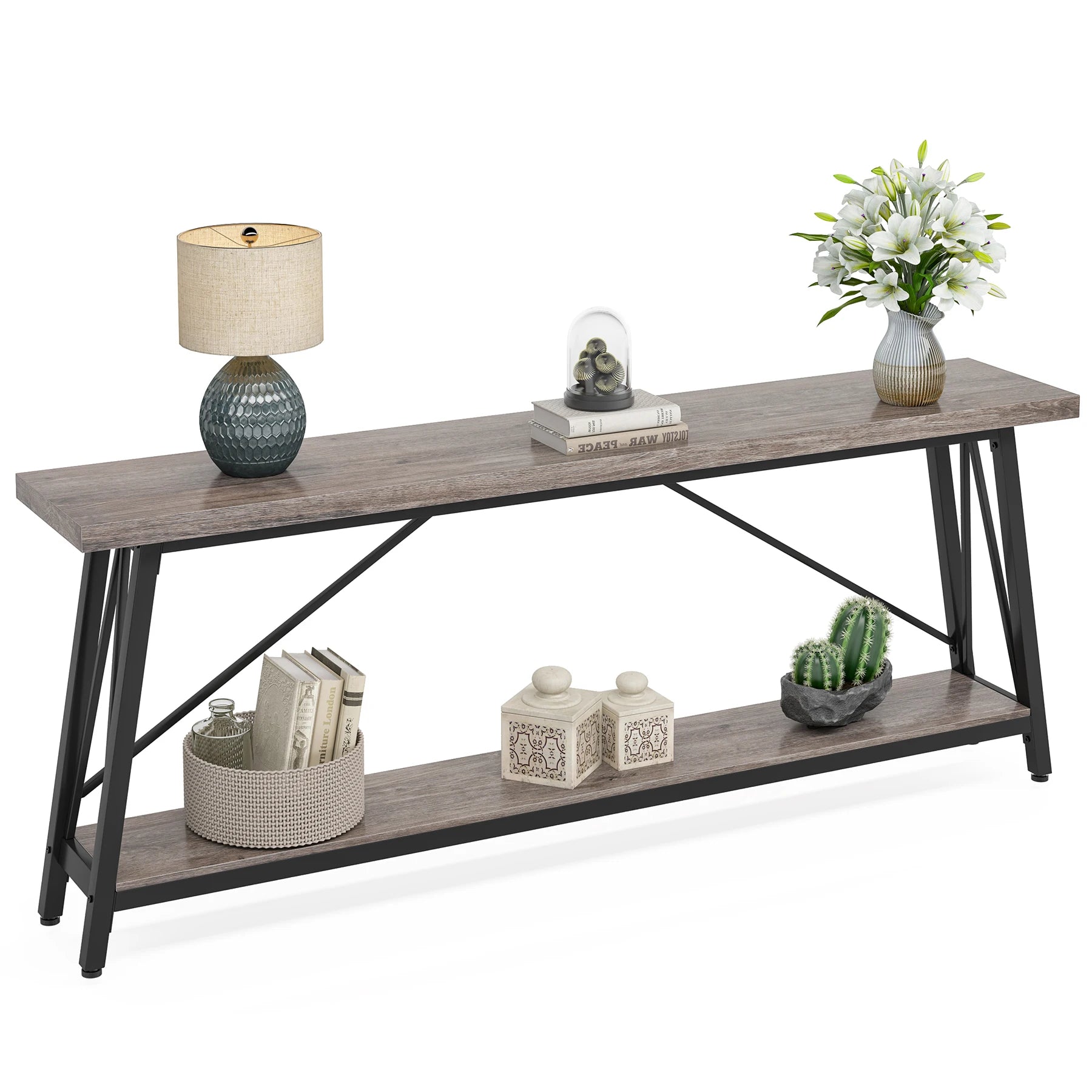 70.9 Inches Extra Long Sofa Table - Industrial Entry Console Table for Hallway, Entryway & Living Room ShopOnlyDeal