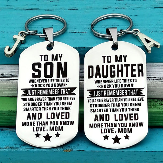 To My Son Daughter Keychain Gift From Mom Inspirational Birthday Christmas Gift for Son Daughter Dog Tags for Teen Boy Girl ShopOnlyDeal