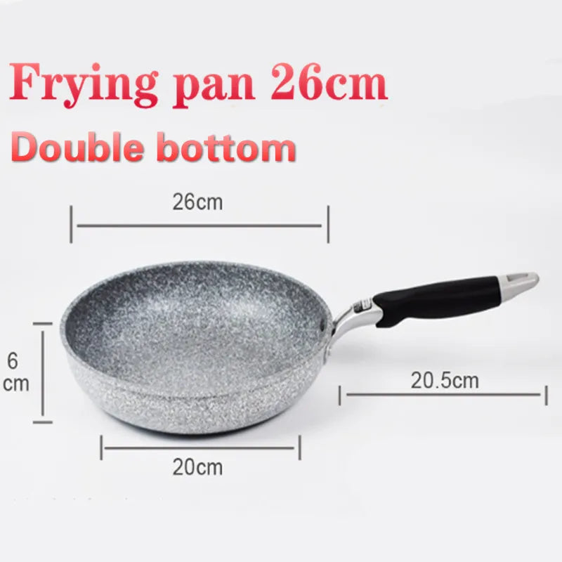 Durable Stone Frying Wok Pan - Non-Stick Ceramic Pot, Induction Fryer, Steak Cooking, Gas Stove Skillet, Cookware Tool for Kitchen Set ShopOnlyDeal