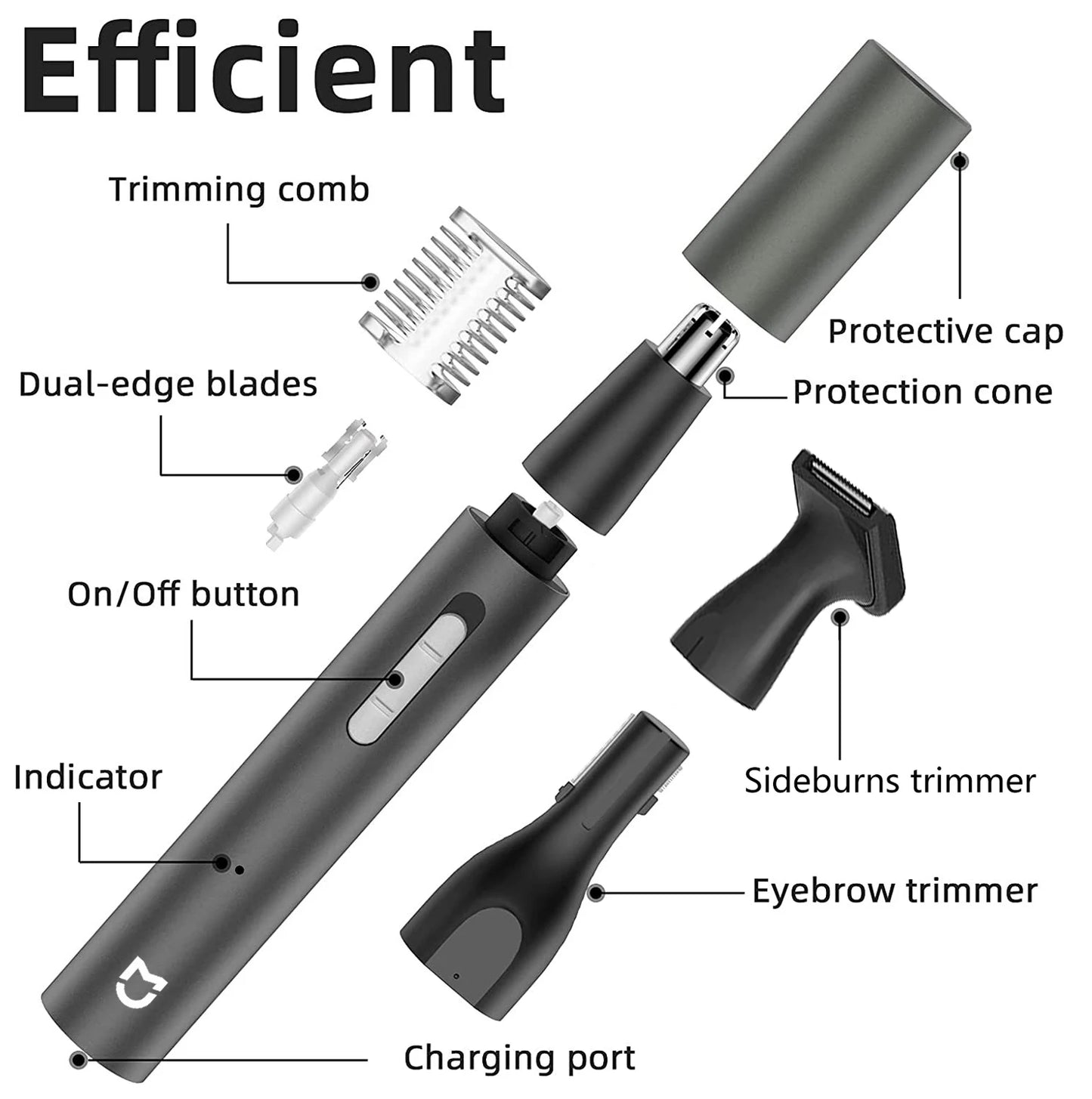 Xiaomi Mijia Electric Nose Ear Hair Trimmer for Men Painless Rechargeable Sideburns Eyebrows Beard 3 in 1 Hair Clipper Shaver ShopOnlyDeal