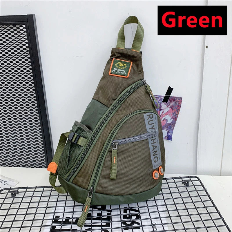 New Male Shoulder Bags Travel Crossbody Bags Men Military Chest Bag for School Trip Waterproof Nylon Messenger Bag Black Green ShopOnlyDeal