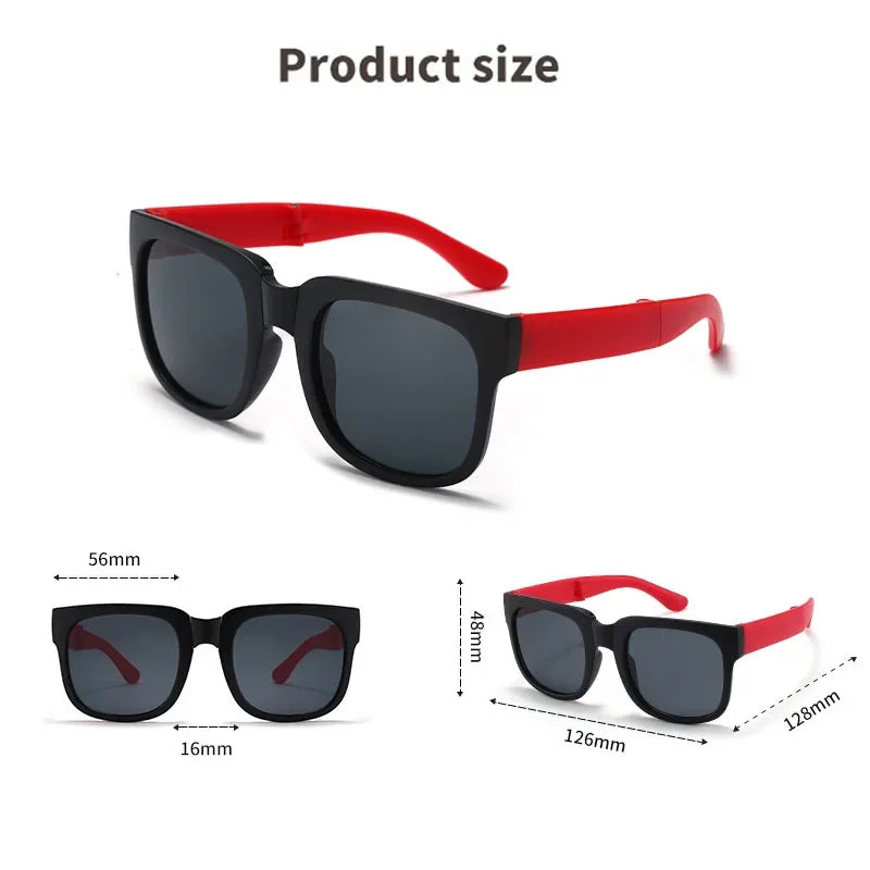 Kids Outdoor Foldable Sunglasses Baby Boys Girls Travel Goggle Shades Eyewear Vintage Square Frame UV Sun Glasses for Children ShopOnlyDeal