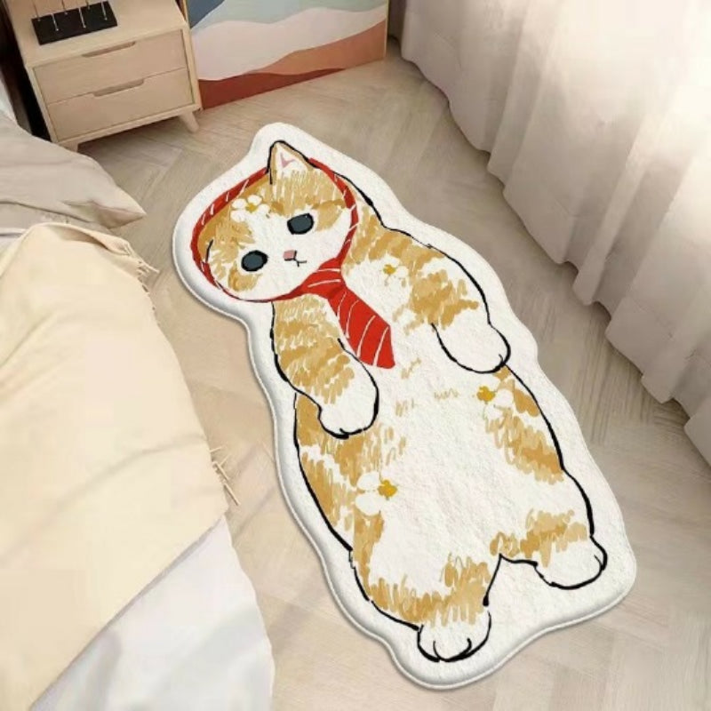 Door Bedside Mat Carpet Cartoon Furry Cat Floor Mat Living Room Tapis Cuisine Irregular Furry Thickened Decoration Tapestry ShopOnlyDeal