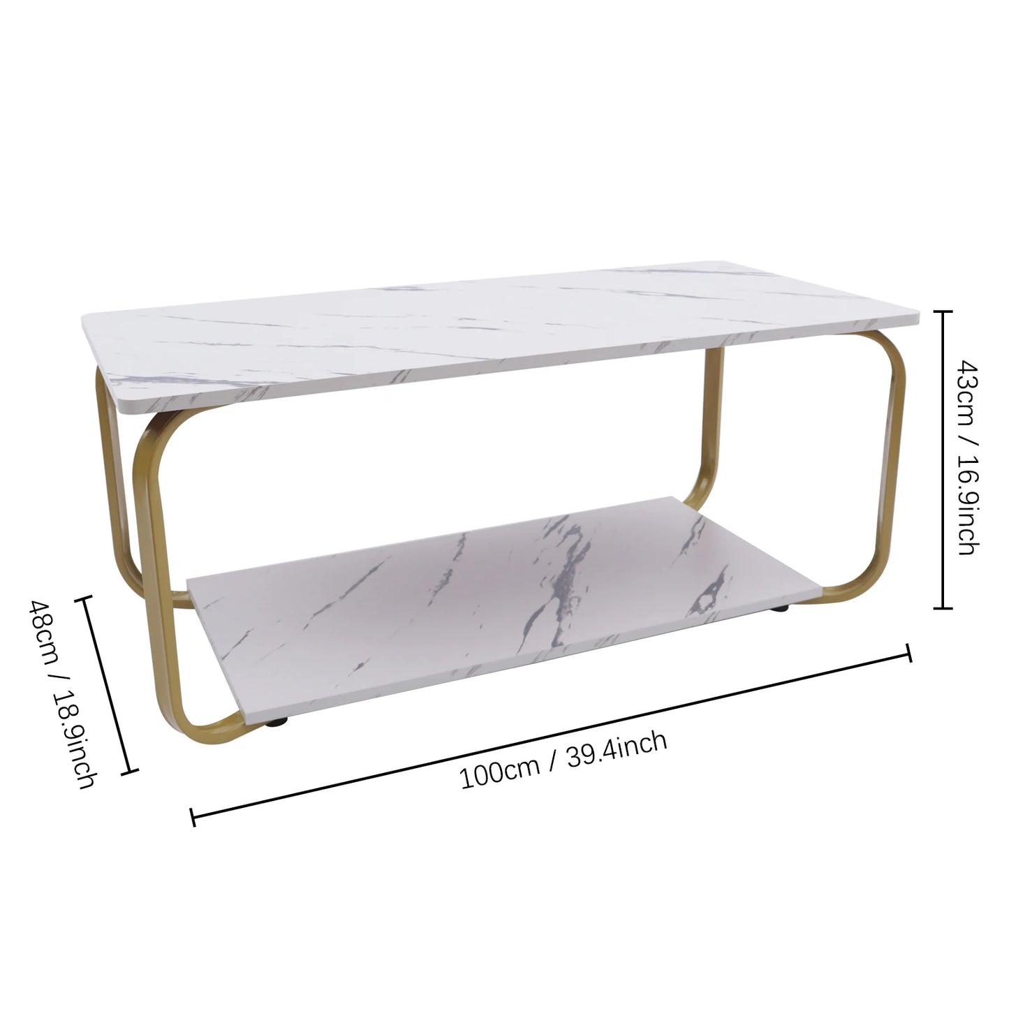 Modern Faux Marble Coffee Table, Faux Accent Rectangle Table Cocktail Table for Living Room ShopOnlyDeal