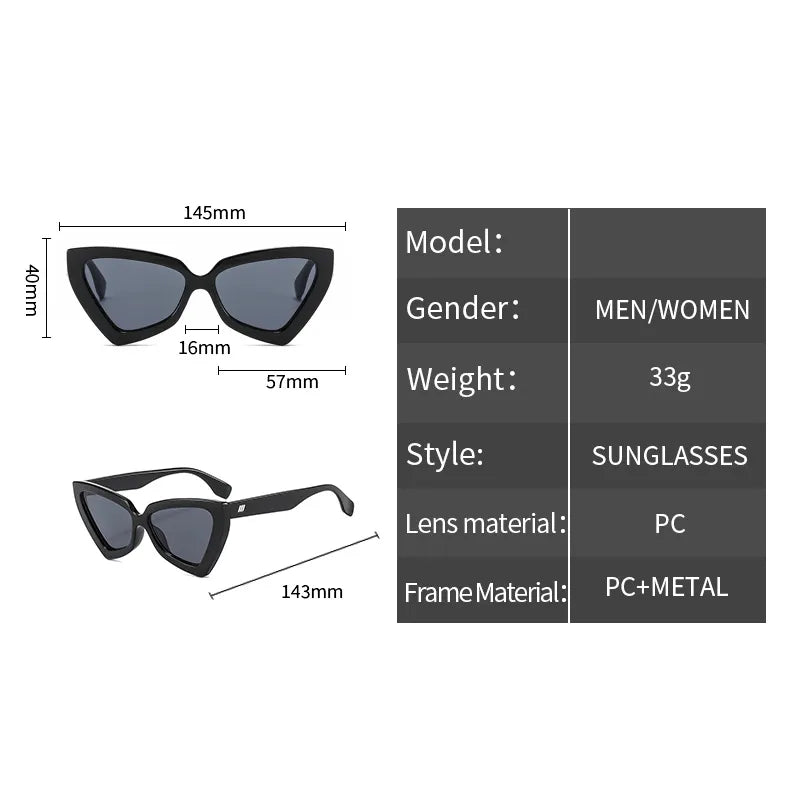 New Fashion Cat Eye Sunglass Trendy Female Eyewear Luxury Brand Designer Popular Women Travelling Sun Shades Glasse ShopOnlyDeal