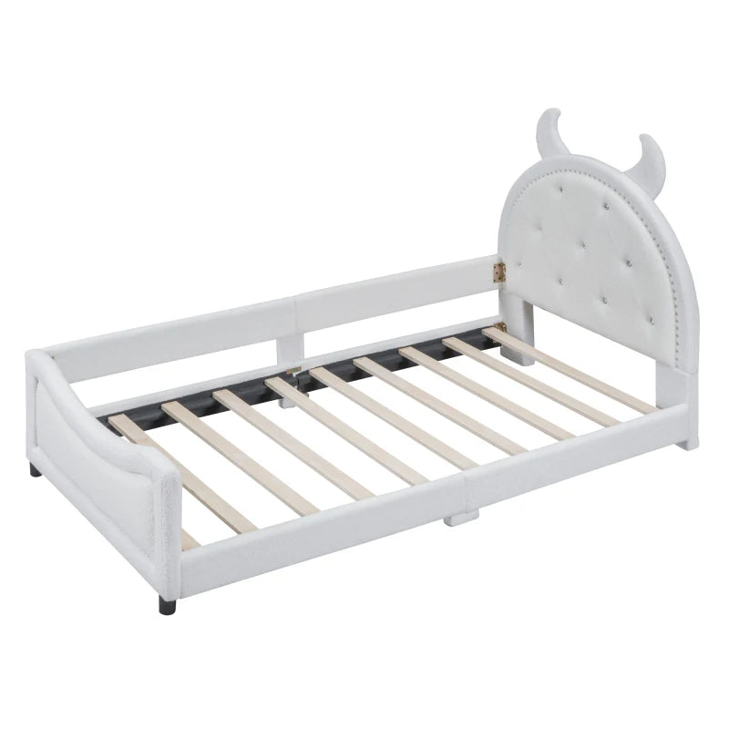 Bedroom upholstered day bed, with padded headboard, single bed, double bed, baby bed, baby cot, child bed, teen bed, cute ShopOnlyDeal