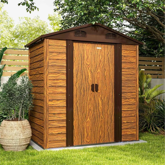 Backyard Garden Shed Steel Yard Shed With Design of Lockable Doors Outdoor Storage Booth Tools Patio Outside Use Buildings Home ShopOnlyDeal