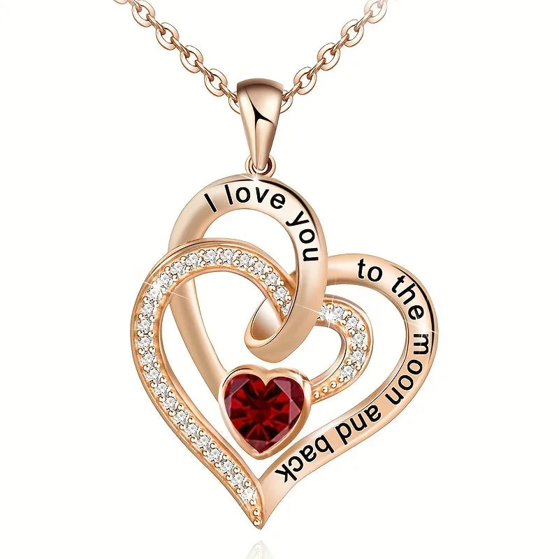 Luxury Love Heart Zircon Necklace With Rose Gifts Box For Women Girlfriends 2023 New Fashion Valentine Christmas Jewelry Gift ShopOnlyDeal