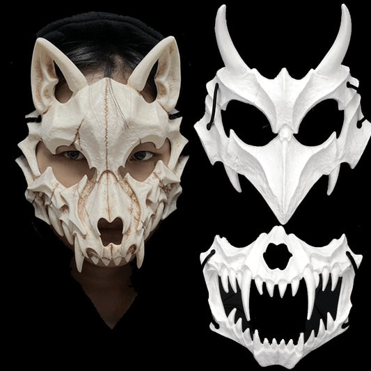 Skull Party Mask Demon Werewolf Tigers Skull Half Face Cover Mask Halloween Dance Prom Cosplay Costume Mask Prop ShopOnlyDeal