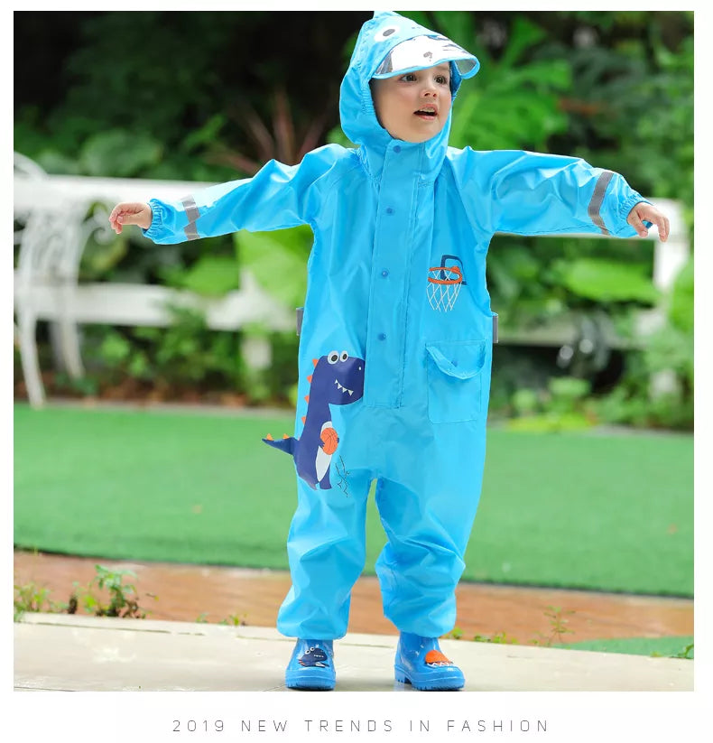 Kids Rain Suit with Hood :Stay Dry and Playful with Kids' Cartoon Animals Waterproof Rain Suit - Ideal for Children Aged 1-12! - Waterproof Jumpsuits Baby Cartoon Animals One Piece Raincoat Children Boys Girls Rainwear 1-12 Years ShopOnlyDeal