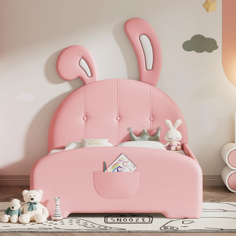 Empholstered rabbit shaped princess bed, bedroom day bed, single bed, baby cot, child bed, teen bed, cute girl bed ShopOnlyDeal