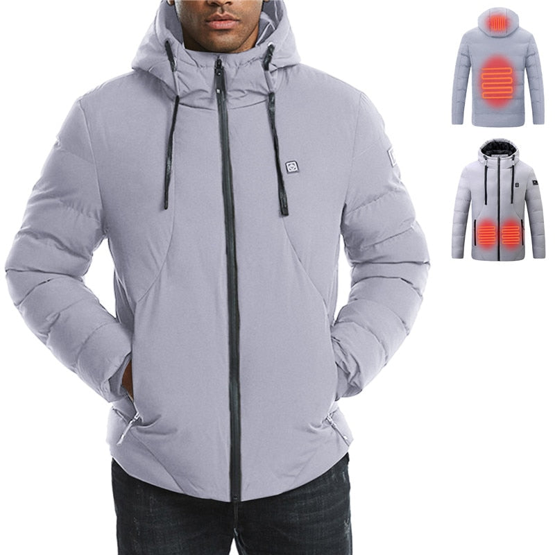 Heated Jacket For Man USB Winter Outdoor Electric Heating Jackets Warm Sports Thermal Coat Clothing Heatable Cotton Coat Battery ShopOnlyDeal