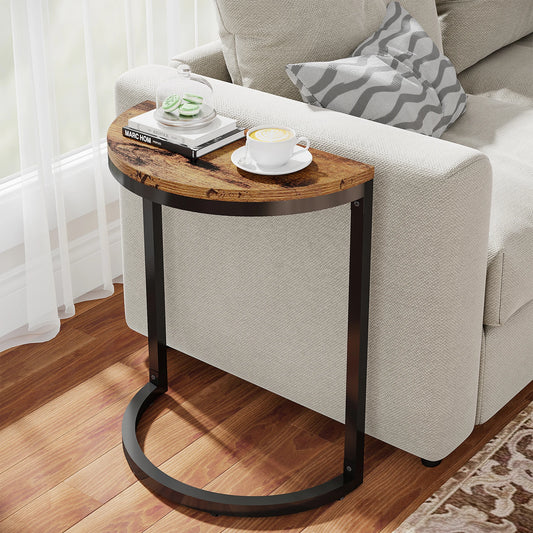 End Table Half Round Narrow Side Table with Metal Frame ShopOnlyDeal