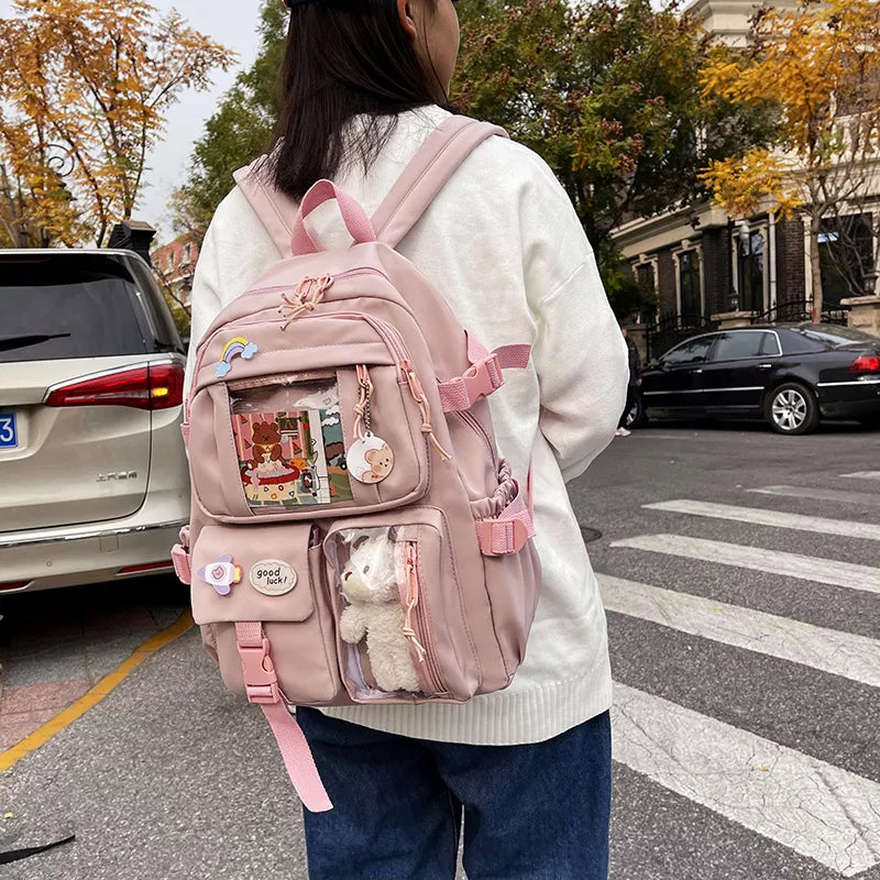 Cute Girls Backpacks Waterproof Kawaii Multi-Pocket Nylon School Backpack for Student Female Girls Kawaii Laptop Book Pack Mochilas ShopOnlyDeal