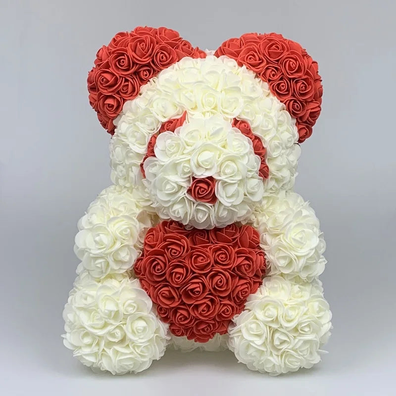 40cm Rose Bear - Artificial Foam Flower Rose Panda Decorations or Gifts for Memorial Day, Festivals, Thanksgiving Day, and Birthdays 🌹🐼🎉 ShopOnlyDeal