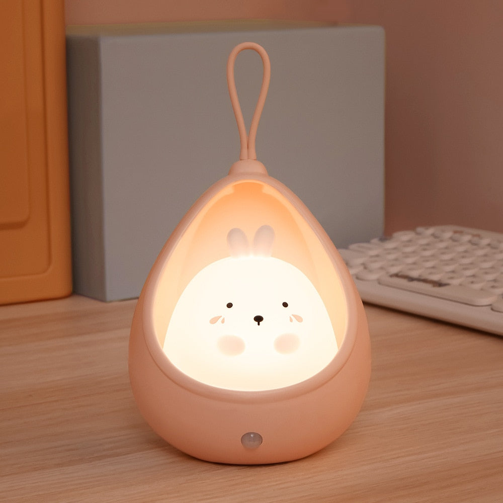 Kids Room Night Light with Sensor Control Cute Animal In A Basket Human Kids Bedroom USB Rechargeable Silicone LED wall lights ShopOnlyDeal