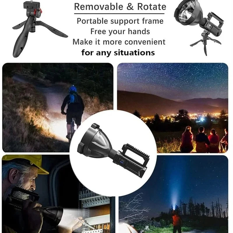 Portable Powerful LED Flashlight Handheld Searchlight USB Rechargeable With Stand Super Bright Work Light Torch Lantern ShopOnlyDeal