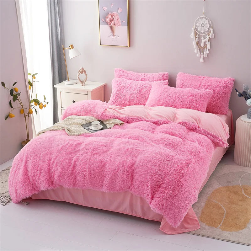 Warm and Cozy Plush Duvet Cover Set - Skin-Friendly Bedding for Single and Double Beds ShopOnlyDeal