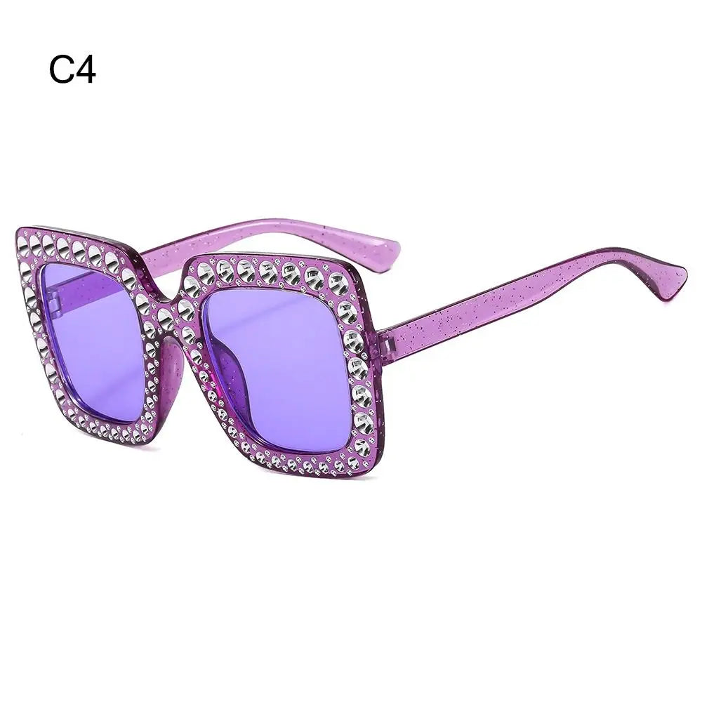 Sparkle in Style: Crystal Oversized Sunglasses for Women - Rhinestone Square Diamond Sun Glasses with Retro Big Frame ShopOnlyDeal