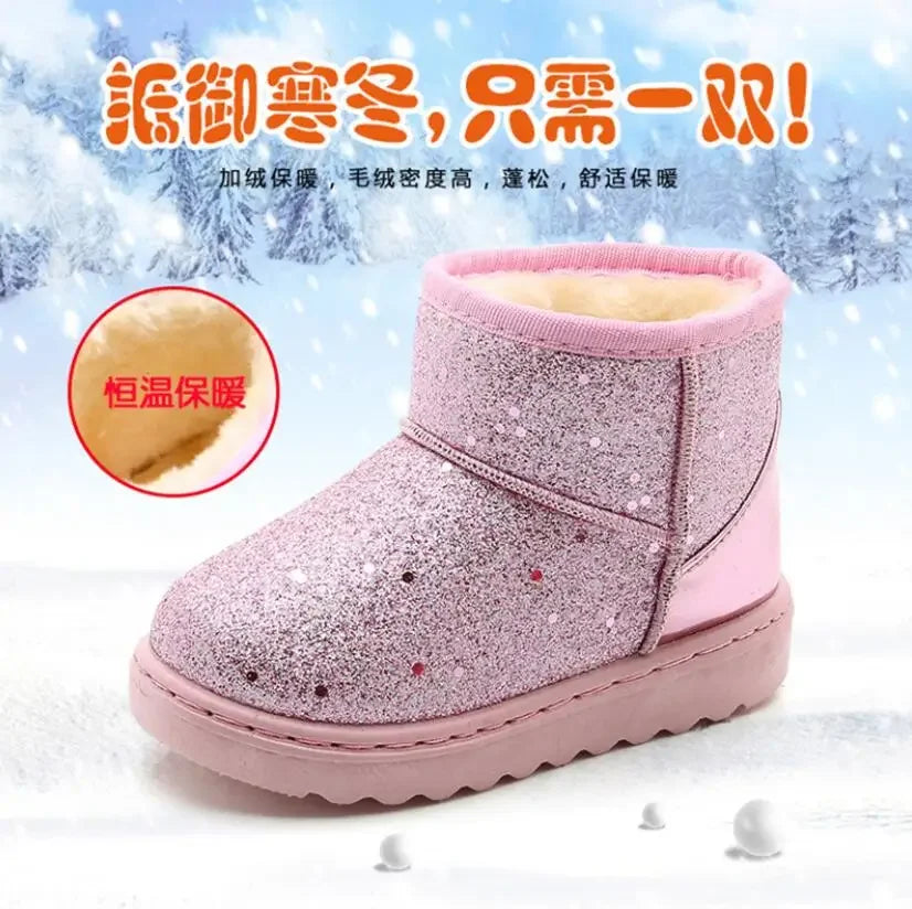 Warm Kids Snow Boots for Children - New Toddler Winter Princess Shoes, Non-Slip Flat Round Toe, Boys and Girls Baby Lovely Boots ShopOnlyDeal