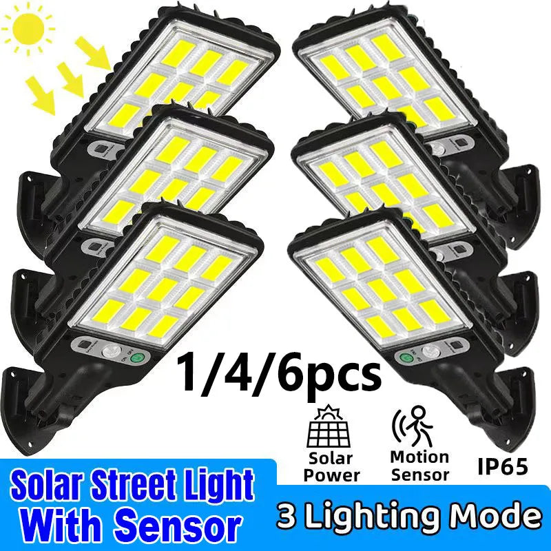 1/2/6pc Motion Sensor Solar Outdoor Lights Waterproof 117COB LED Security Wall Lights Street Lamps with 3 Mode Patio Garage Yard ShopOnlyDeal