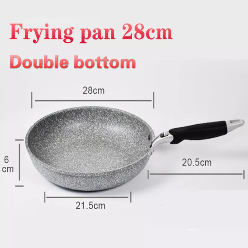 Durable Stone Frying Wok Pan - Non-Stick Ceramic Pot, Induction Fryer, Steak Cooking, Gas Stove Skillet, Cookware Tool for Kitchen Set ShopOnlyDeal