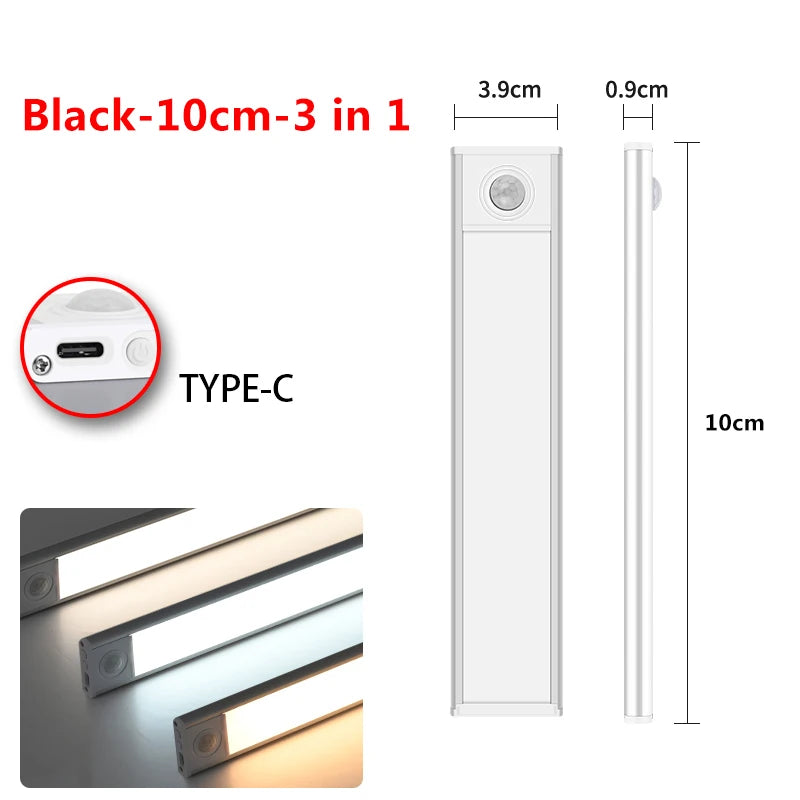 Ultra-Thin LED Lights with Motion Sensor | Wireless Under Cabinet Lighting | 10-60cm Night Light for Kitchen & Closet ShopOnlyDeal